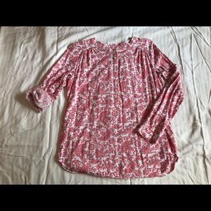 LOFT Coral and White Floral Tunic